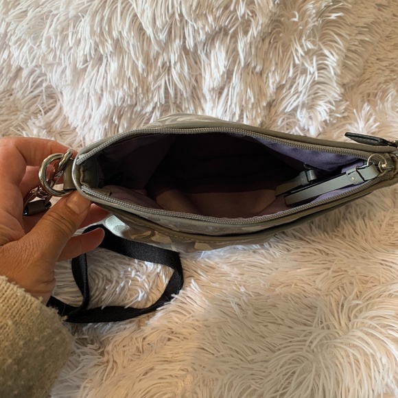 COACH Ashley Pleated Swingpack Crossbody Shoulder Bag, Silver Gray Mix Small - Picture 4 of 6